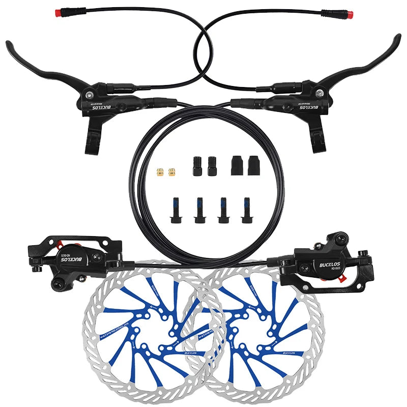 BUCKLOS Electric Bike Hydraulic Brakes Power Off Electric Scooter Brake Set 2 Piston E-Bike Disc Brake Set Folding Bike Brakes