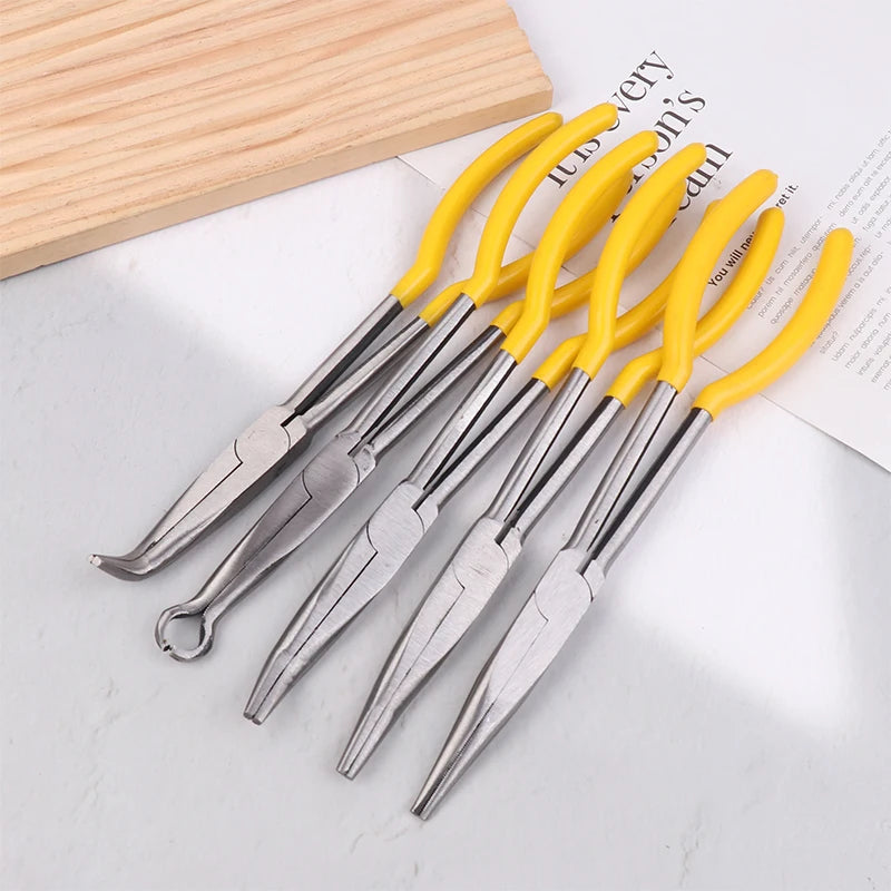 1Pc Premium Long Reach Spark Plug Pliers - Secure Ring Nose Design, Non-Slip Handles, Engine Maintenance Tool Efficient