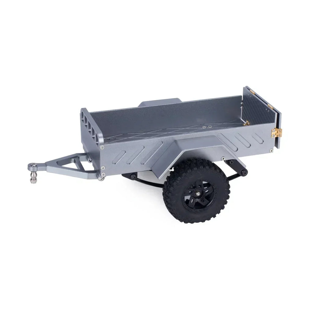 Aluminum Alloy Utility Trailer Car with Hitch for TRX4M 1/18 1/24 RC Crawler SCX24 Defender Bronco K10 Upgrade Parts