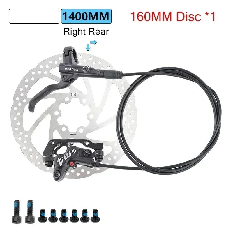 Brakes Meroca 4 Pistons Hydraulic Brakes Mtb Bicycle Brakes Caliper Rotor 160mm Set Mountain Bike 800/1400mm for E4 ZEE M420