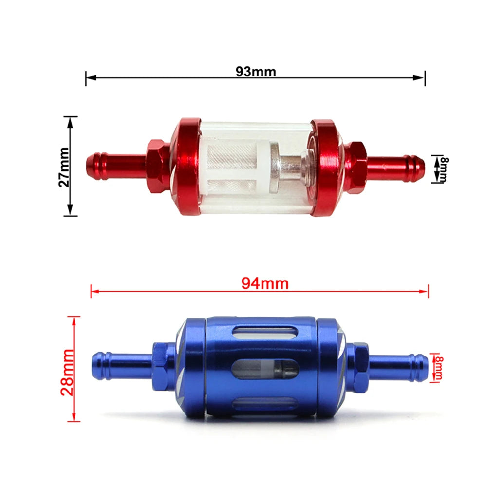 Motorcycle 8mm CNC Aluminum Glass Gas Fuel Oil Filter For ATV Dirt Pit Bike 125/140/150/160cc CRF70 90 110 250 TTR100 110 KLX65
