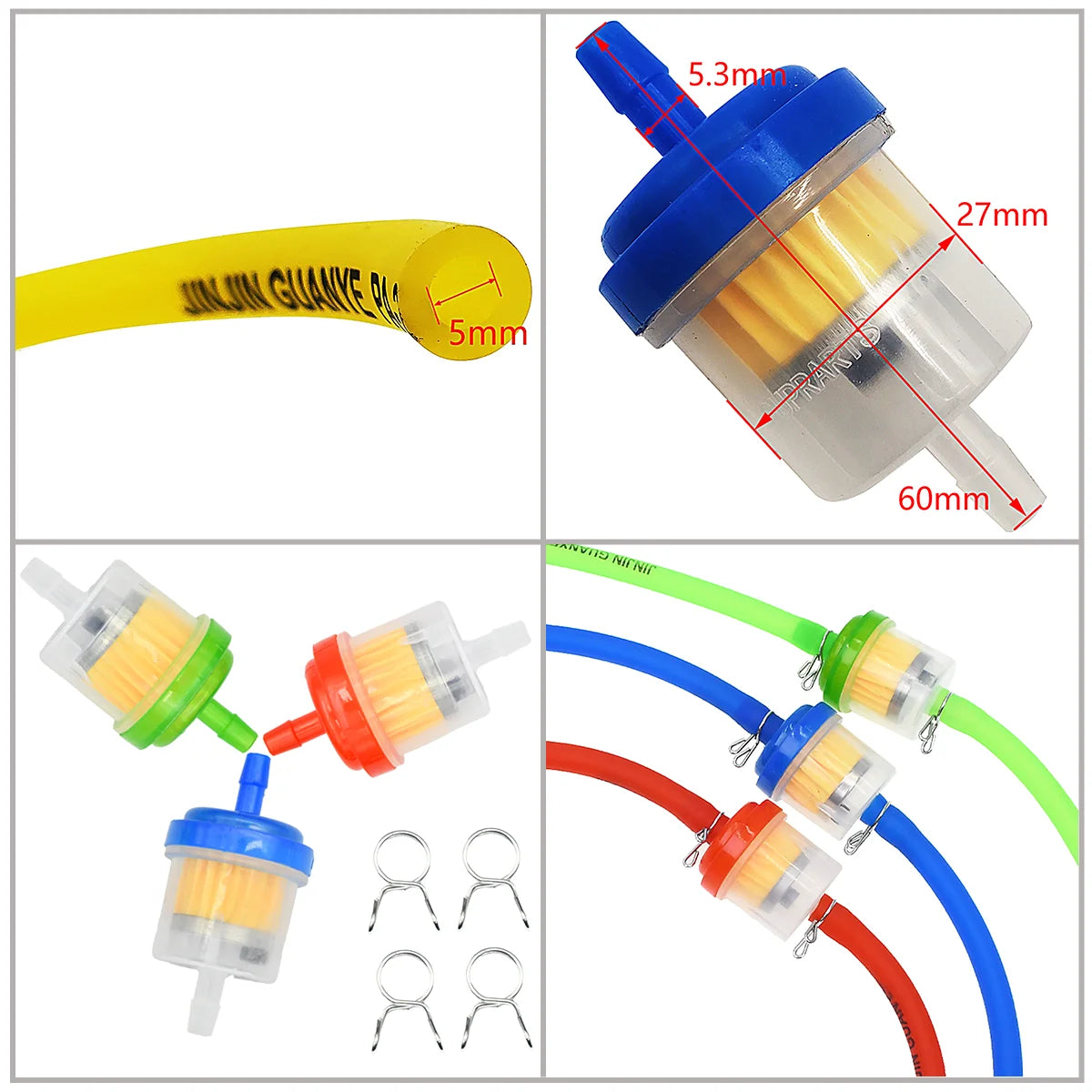 Motorcycle Universal Gas Fuel Filters and Fuel Pipe For 49cc 50cc 110cc 125cc Moped Scooter ATV Go Kart Motocross Dirt Pit Bike