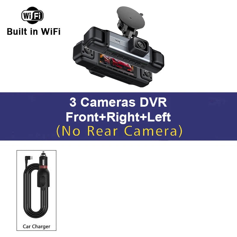 dashcam 4 channels wifi car dvr dashboard cameras for car way back box parking mode 24h front and rear interior 360 dash cam