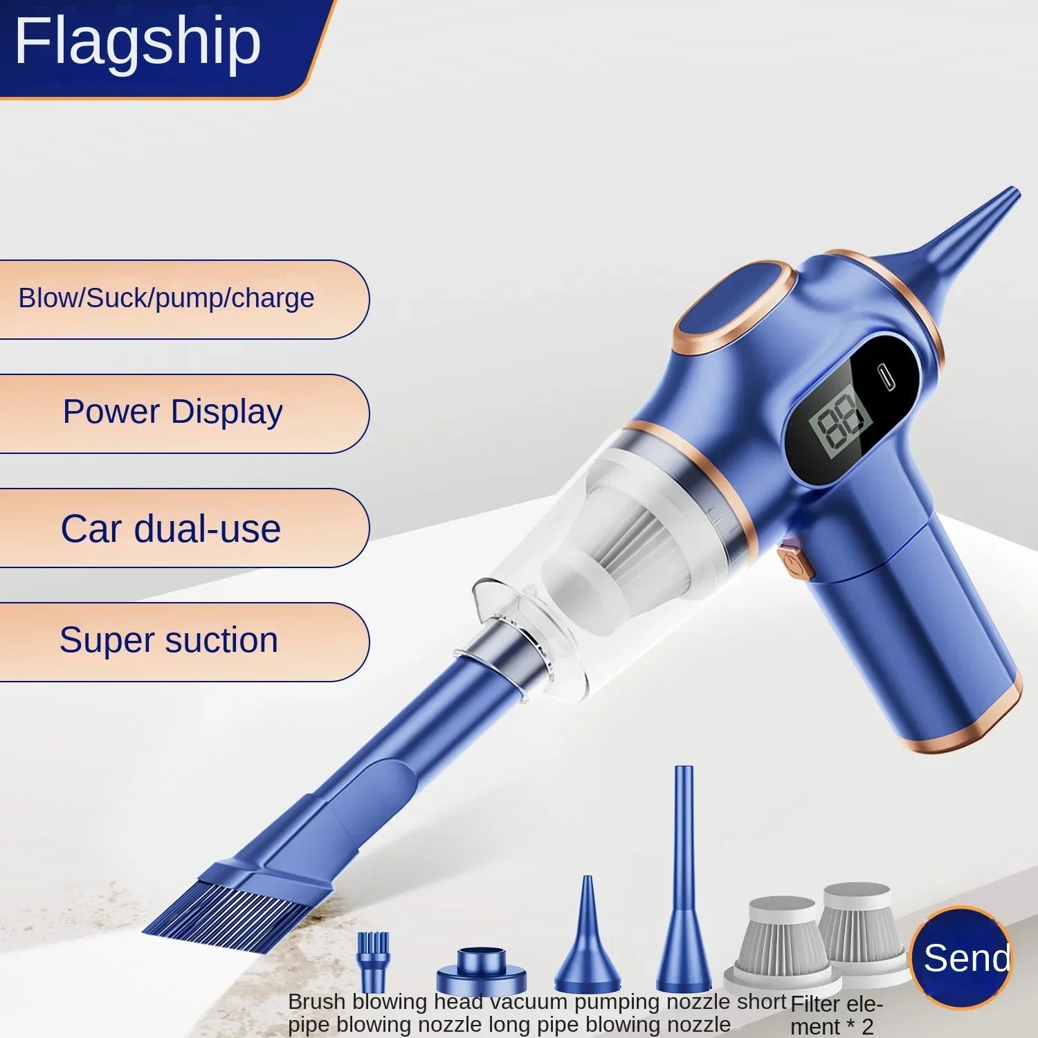 9500000Pa Automobile Vacuum Cleaner 5 in1 Wireless Vacuum Cleaner Car Handheld Strong Dust Collector Car Office Home Appliances
