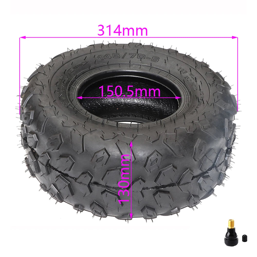 145/70-6 Tubeless Tire 6 Inch ATV Tyre for Four Wheel Vehicle 50cc 70cc 110cc Small ATV Front or Rear Wheels