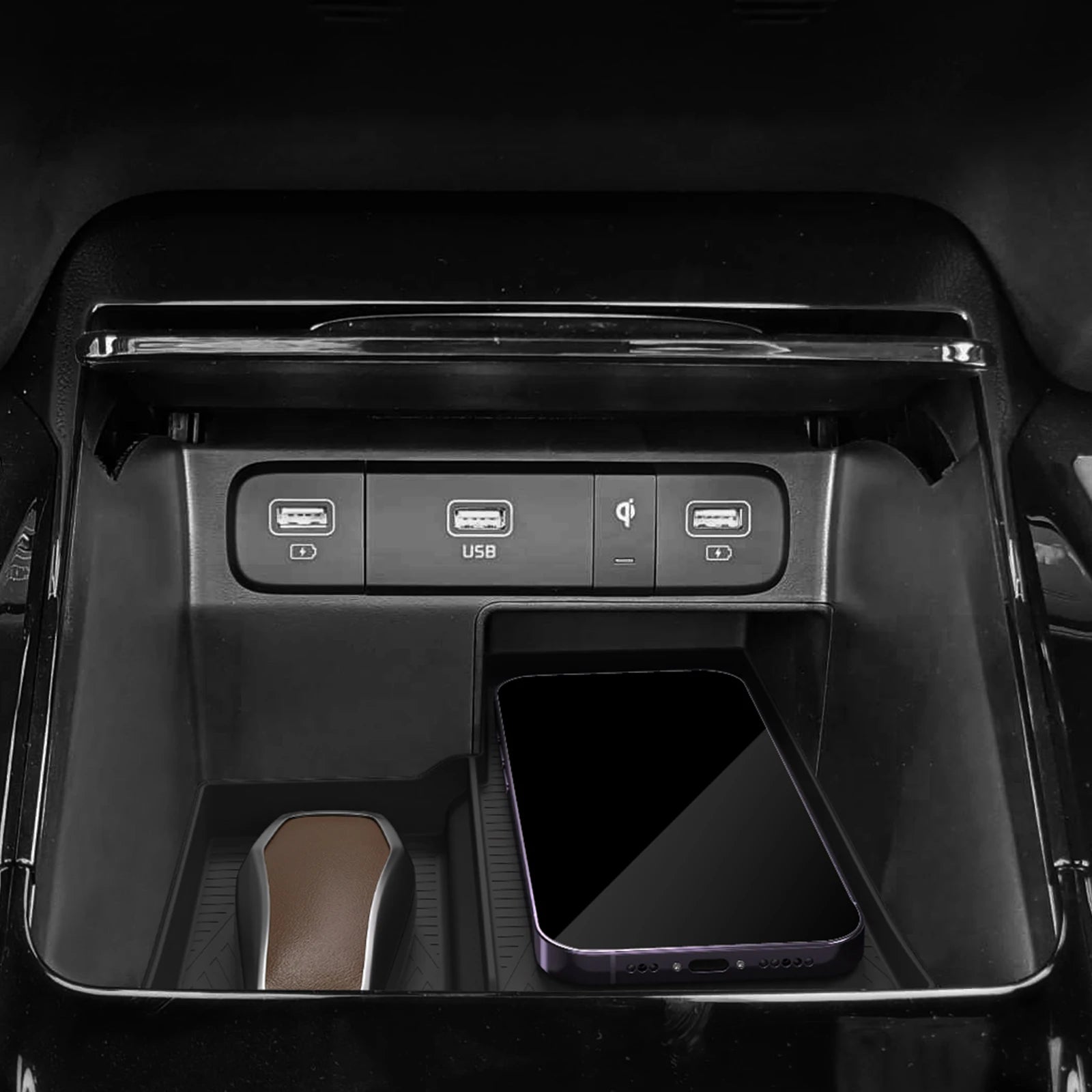 for Kia Sorento 2021- 2025 Phone Wireless Charging Mat Protective Pad Storage Box Organizer Car Interior Accessory（North Us）