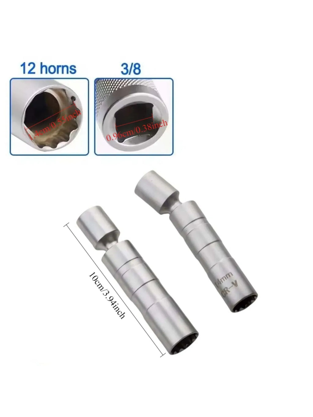 Spark plug socket wrench adapter 14mm 16mm universal joint with magnetic flexible thin-walled 3/8 "drive car maintenance tool