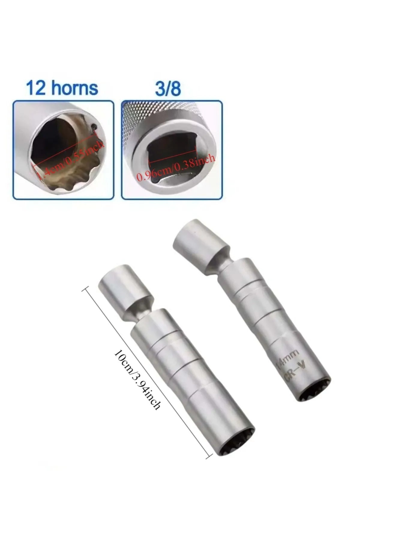 Spark plug socket wrench adapter 14mm 16mm universal joint with magnetic flexible thin-walled 3/8 "drive car maintenance tool