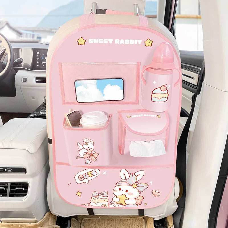 Car Back Seat Organizer Anti-kick Pad Rear Safety Seat Anti-wear Pad Car Anti-dirty Pad Universal Car Backrest Storage Bag