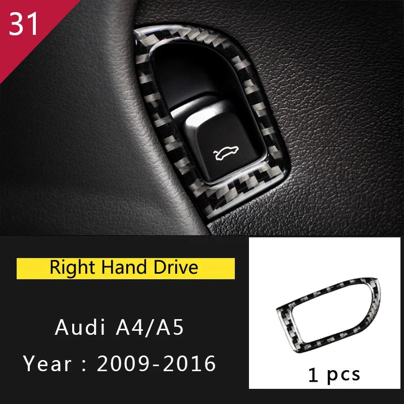 For Audi A4 S4 RS4 B8 8K A5 S5 RS5 8T 8F Carbon Fiber Interior Auto Gear Shift Panel Cover Frame Trim Sticker Car Accessories