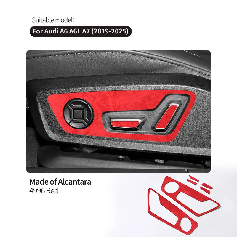For Audi C8 A6 A7 S6 S7 (2019-2025) Made of Alcantara Seat Adjustment Buttons Panel Trim Sticker Car Interior Tuning Accessory