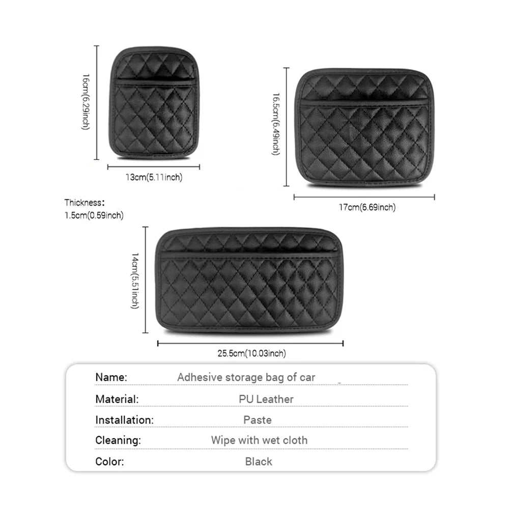 Car Adhesive Organizers Pocket Bags Car Storage Box Collecting Bag For Cards Phone Key Sticky Pouch Car Interior Universal