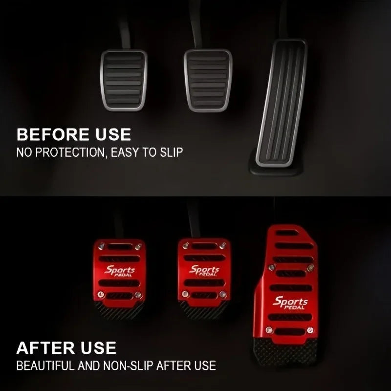 3 manual anti-slip car pedals - Ergonomically designed, durable, suitable for throttle, brake and manual transmission