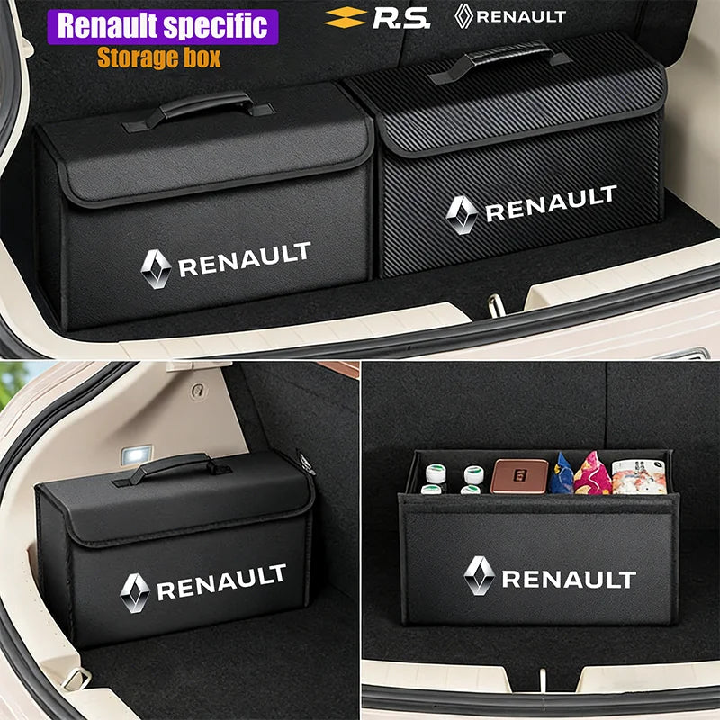Car Trunk Organizer Box Leather Foldable Storag Bag Tool For Renault RS Megane 2Trafic Kadjar QM6 Clio Koleos Espace Captur ZOE
