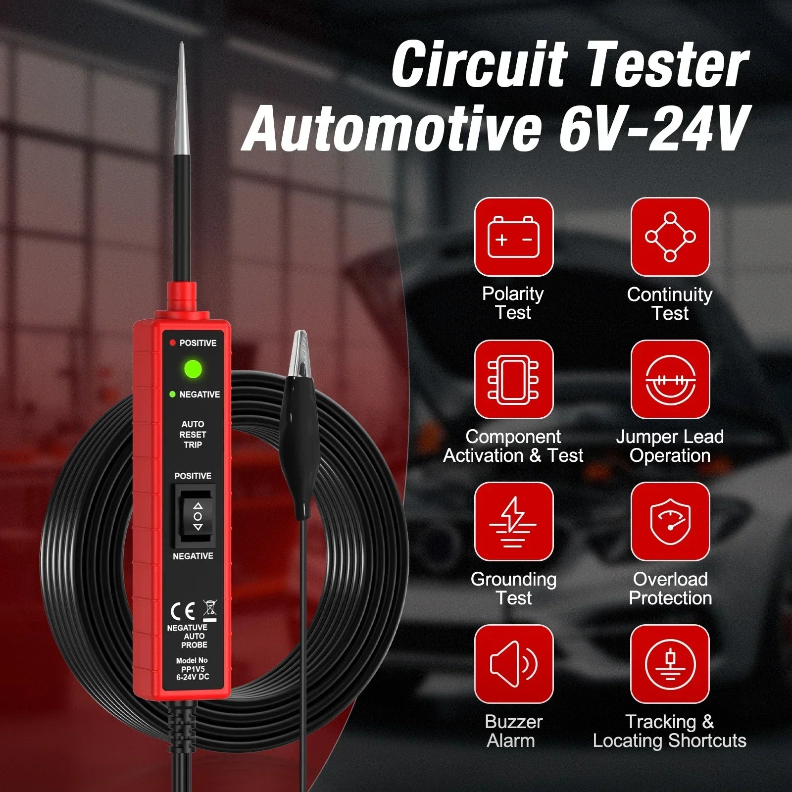 Automotive Electrical System Tester DC 6-24V PP1V5 Car Circuit Drive Test Pen For Car Electrics Testing Power Circuit Probe