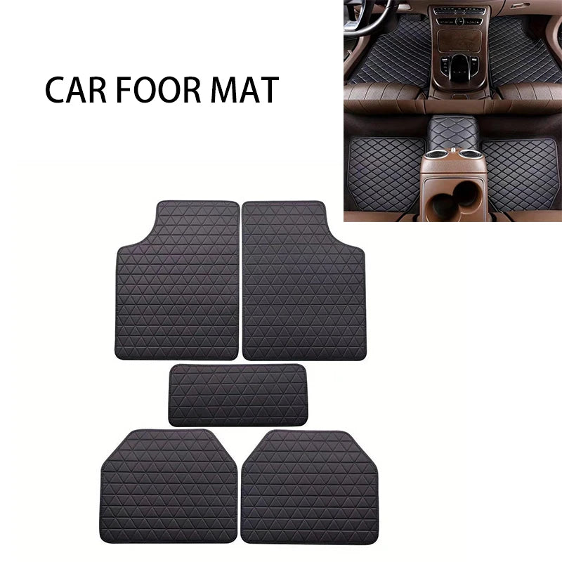 Universal Car Floor Mats Waterproof Wear-resistant 5Pcs Universal Quality Auto Foot Pad Protector Car Interior Accessories ﻿
