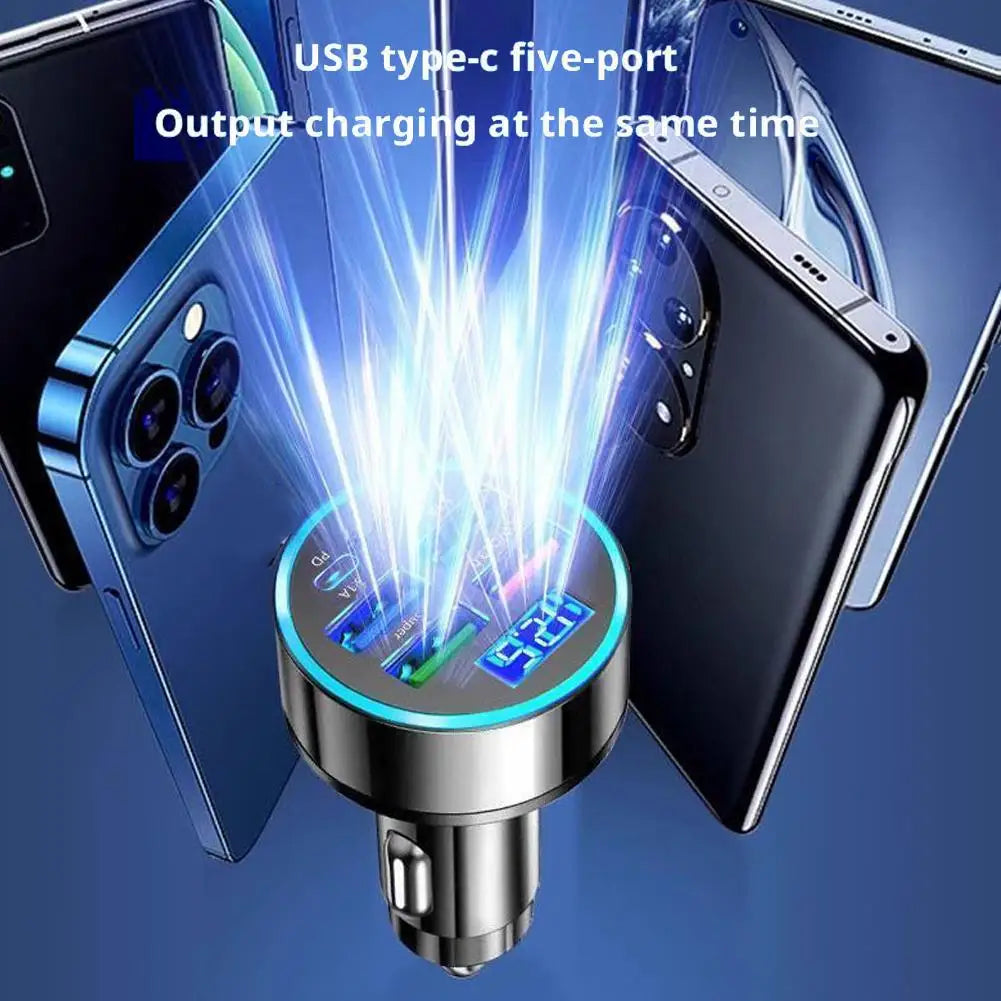 Car fast charging head 6 in 1 USB C Car Phone Charger Adapter 4 Ports Usb With Voltage Detection Car Power Adapter