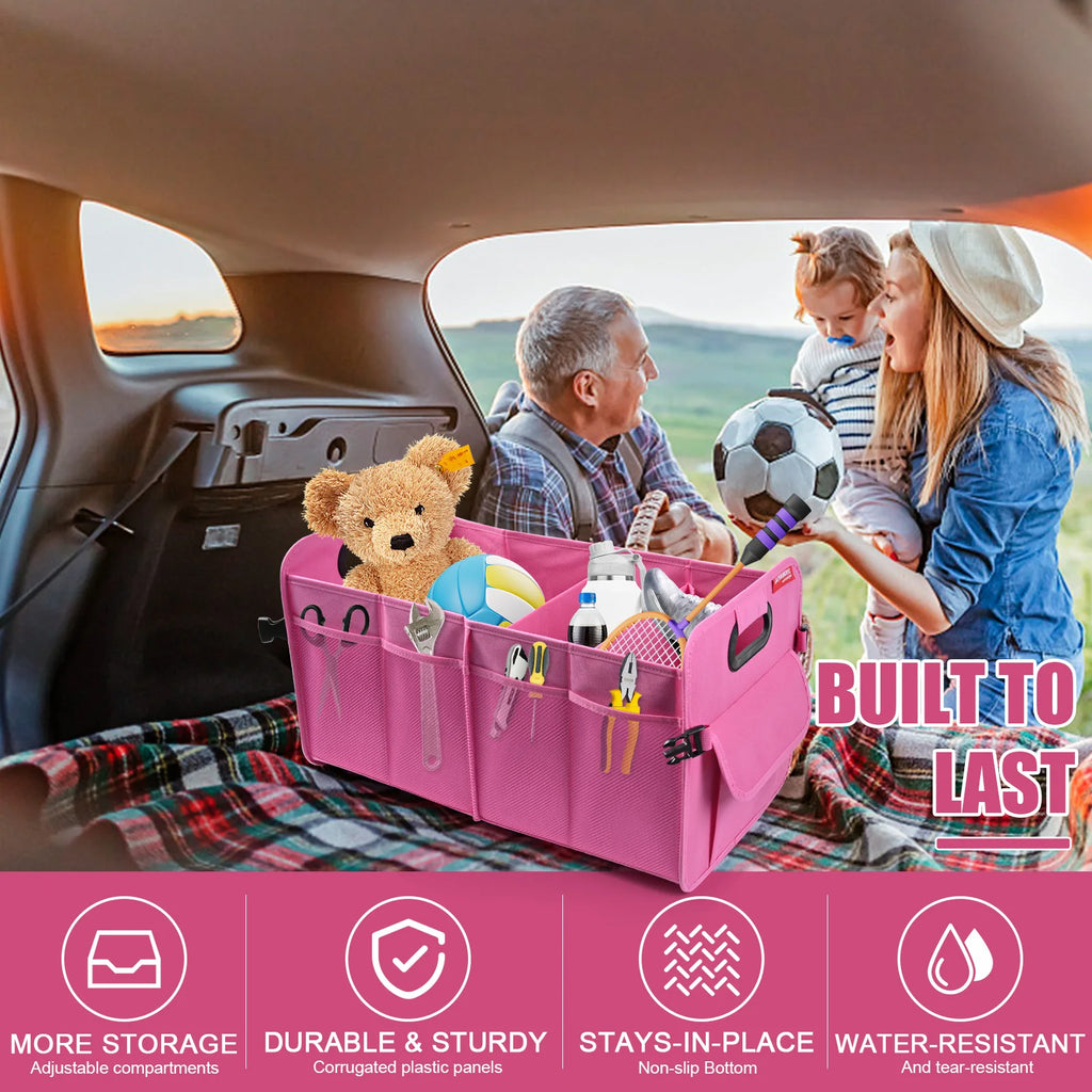 Car Trunk Organizer Car Storage Durable Handles Collapsible Multi-Compartment Car Organizers Foldable and Waterproof for Any Car
