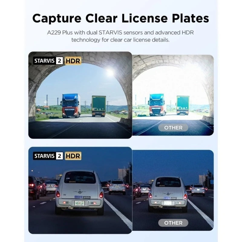 3 Channel Dash Cam with Dual STARVIS 2 Sensors HDR 1440P+1440P+1080P Front Inside Rear Camera 5GHz Wi-Fi Voice Control GPS
