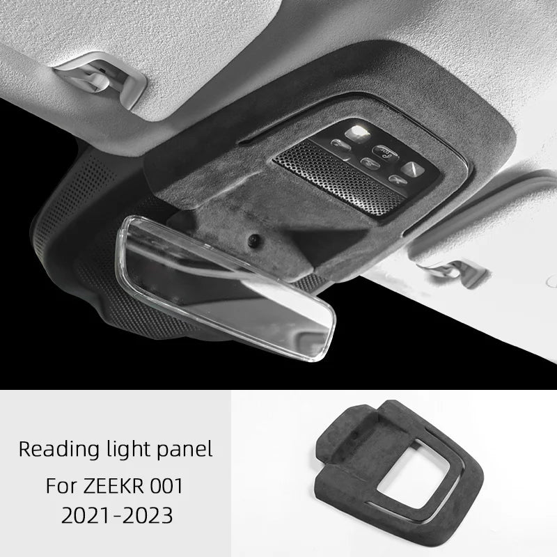 For ZEEKR 001 2021 2022 2023, A lcantara Car Interior Overlay Accessories Car Gear Shift Panel Armrest Lid Rear Air Outlet Frame