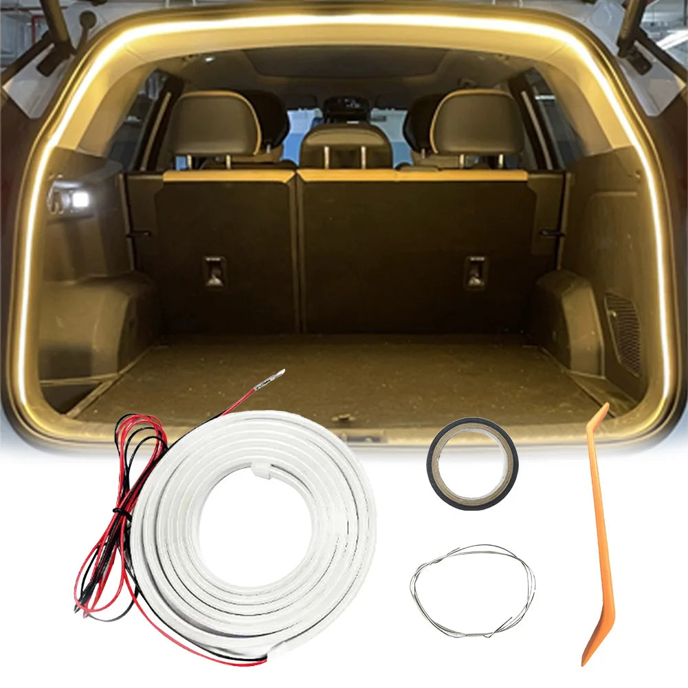 LED Car Trunk Light Strip Car High Brightness Trunk Lighting Ambient Light Interior Decor No Drilling Automatic Tail Box Light
