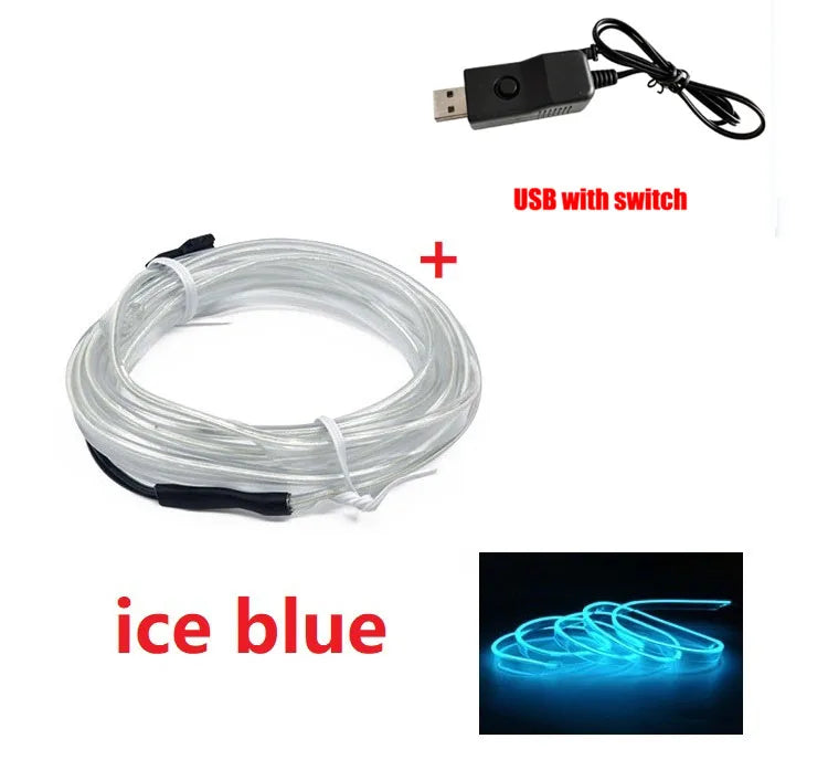 LED Car Interior Decoration Light EL Wiring Neon Strip For Auto DIY Flexible Ambient Light with USB Drive Ambient Lamp