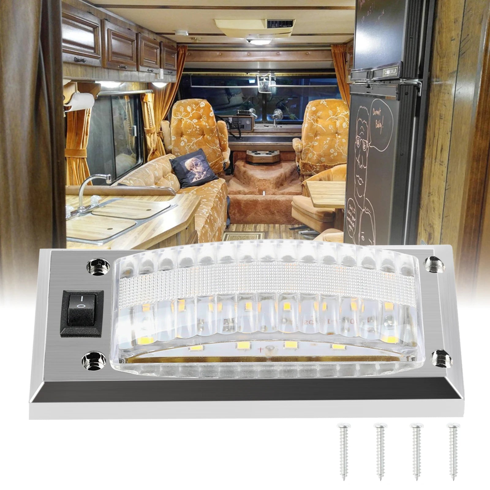 LED 12V-24V Panel Light Car Interior Ceiling Reading Lamp High Brightness Cabin Lights For Bus Van Truck RV Trailer Boat Camper