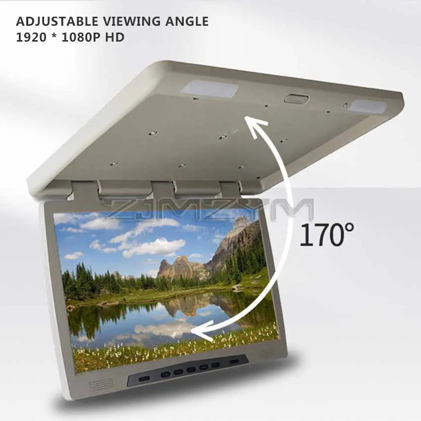 19 Inch Pantalla Coche Android Auto Car Roof HD Monitor Ceiling TV Multimedia Video Player With Bluetooth WiFi USB FM 2+32GB