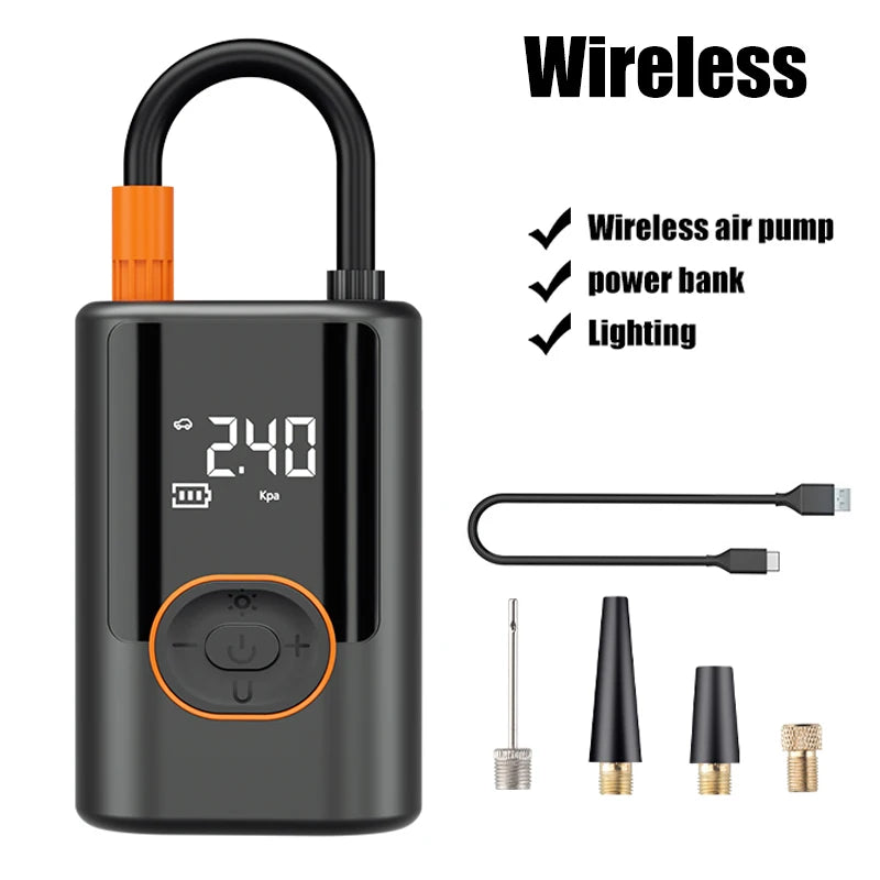 Wireless Car Air Compressor Air Pump Digital Display Electric Tire Inflator Pump for Motorcycle Bicycle AUTO Tyre with Lighting