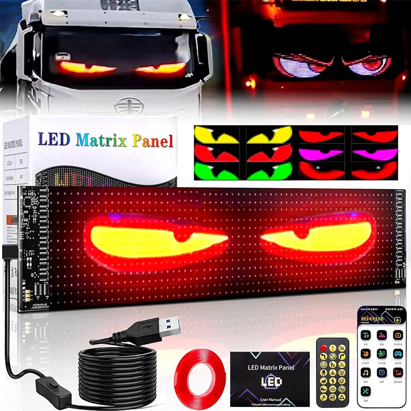 Dynamic Devil Eyes Light for Car Truck Windshield Programmable LED Display Flexible Soft Screen DIY Bluetooth APP Remote Control