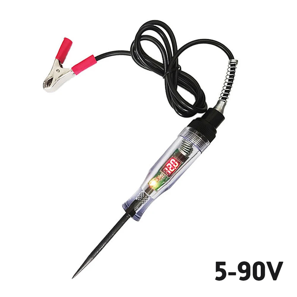 Auto Truck Voltage Circuit Tester 6V 12V 24V DC Digital Display Long Probe Pen Light Bulb Automobile Diagnostic Tool Auto Repair