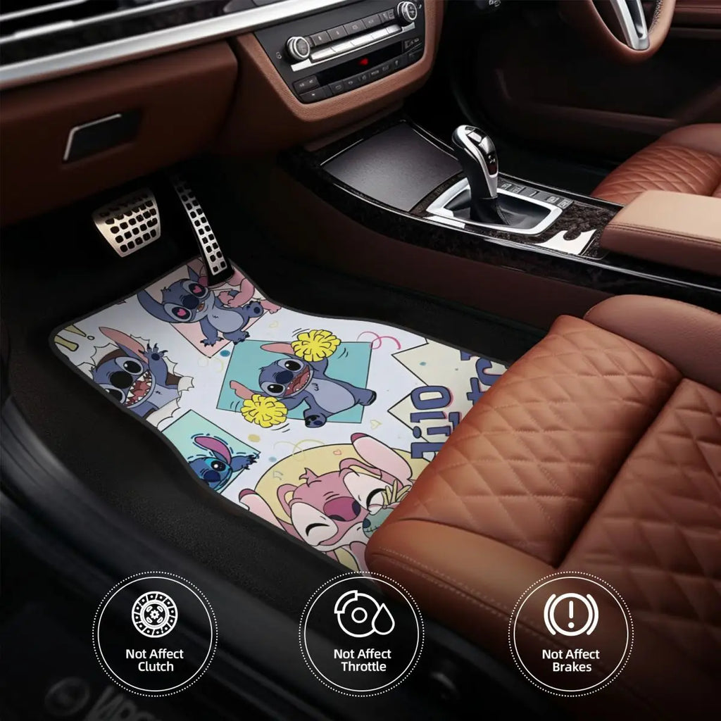 Stitch Car Floor Mats Carpet Set of 4 Anti-Slip Universal Automotive Floor Mat Fit for Sedans Cars