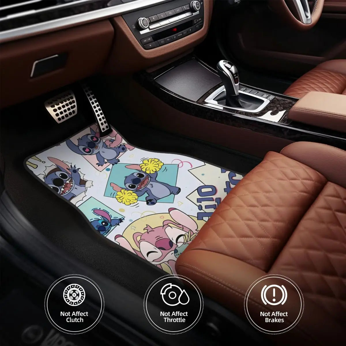 Stitch Car Floor Mats Carpet Set of 4 Anti-Slip Universal Automotive Floor Mat Fit for Sedans Cars