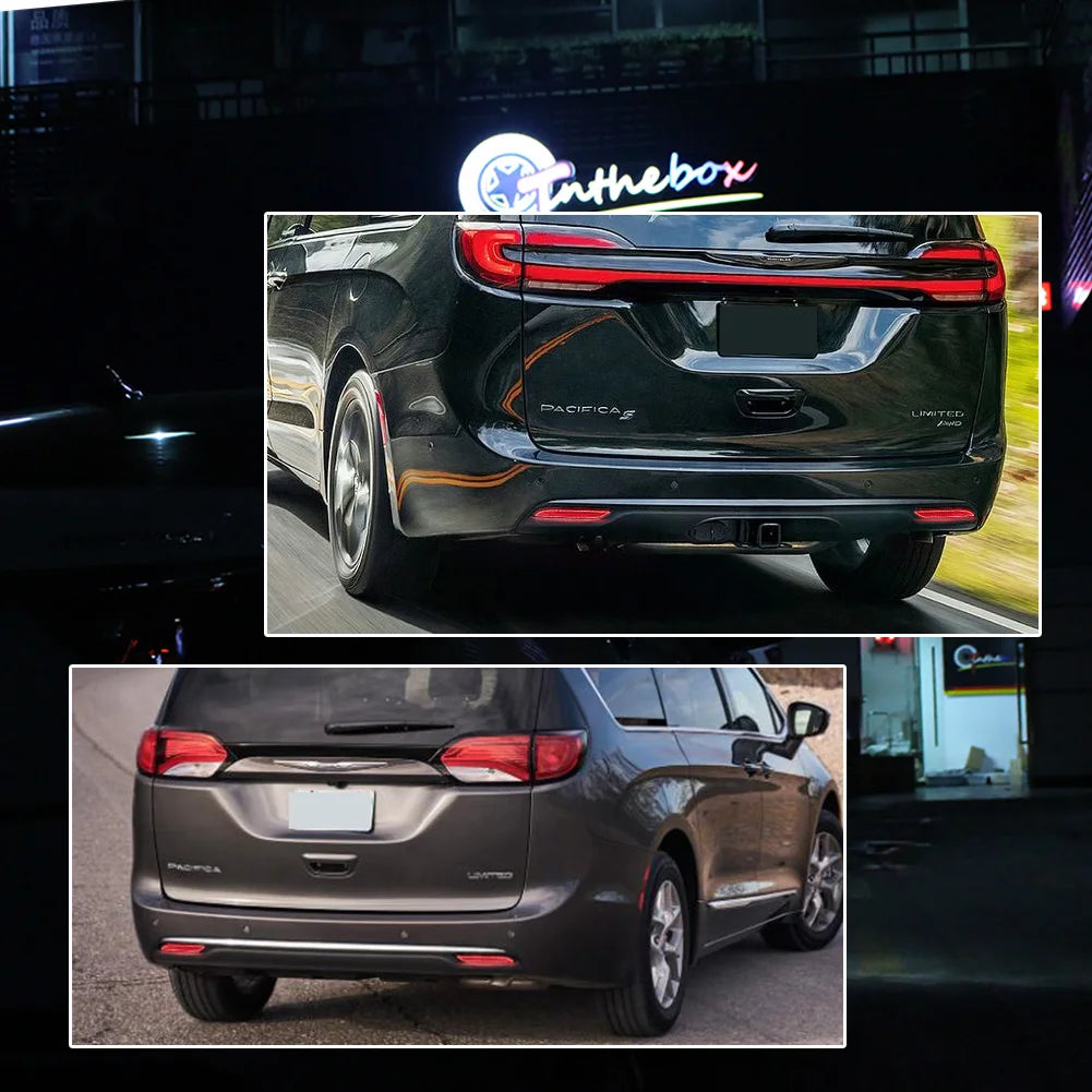 Red LED Rear Bumper Reflector Tail/Brake Lights Rear Fog Lights For Chrysler Pacifica Voyager 2017 2018 2019 2020 2021 2022 2023