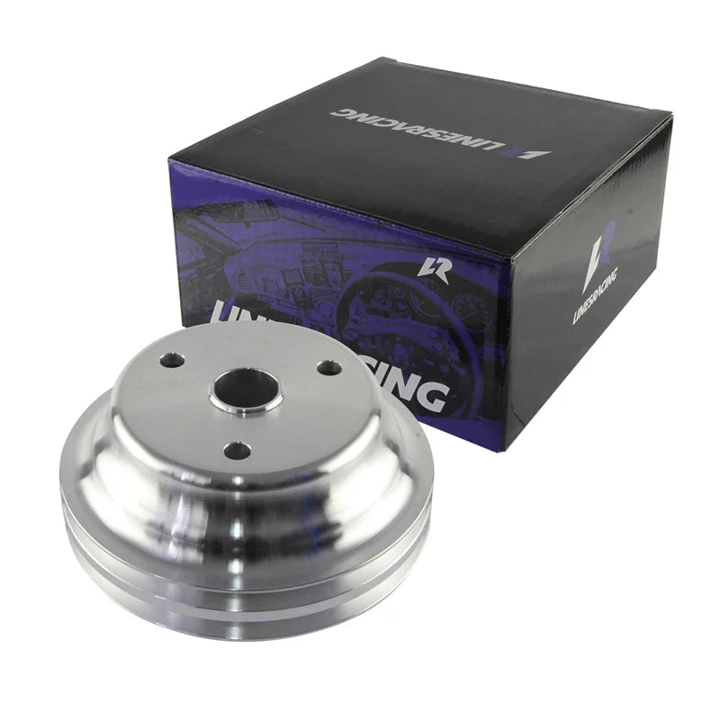 Crankshaft Pulley Aluminum Fit for Small Block Chevy 2 Groove LWP Long Water Pump for  350 Crank