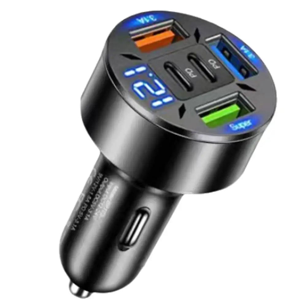 250W 5 Ports Car Charger Fast Charging QC 3.0 USB Type-c Digital Phone Car Accessories Adapter Charger Car Display A6H0