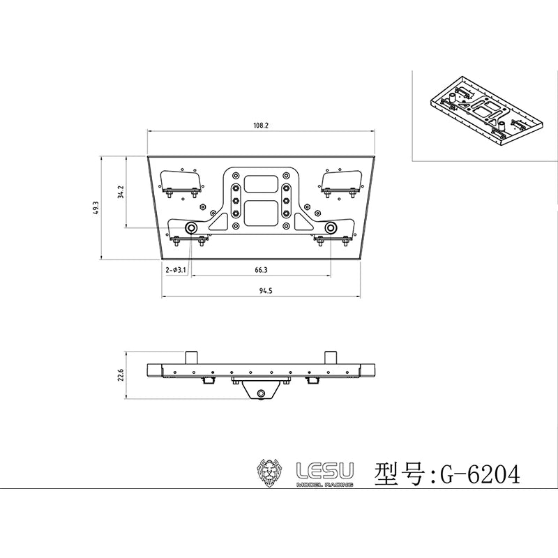 LESU RC 1/14 Toy Truck Front Tow Hook Trailer Hook G-6204 For Tamiya RC 1/14 Tractor Truck R620 R470 R730 Parts Accessories