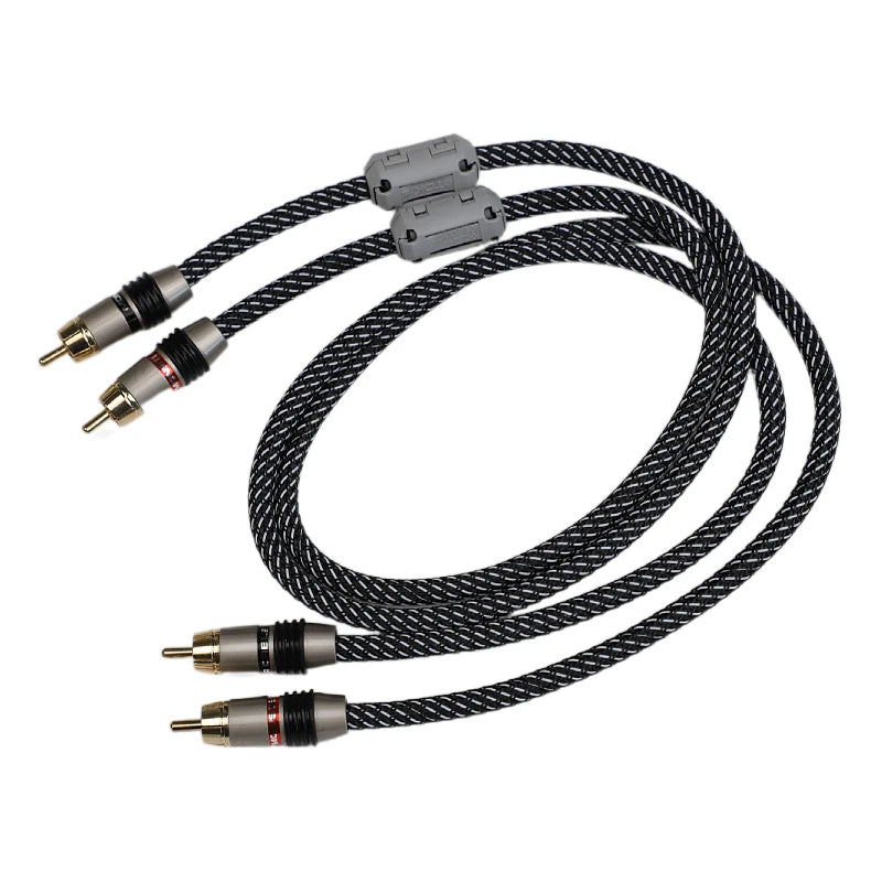 1 pair 5N OFC RCA audio cable  fever audio signal wire transmission filter magnetic ring