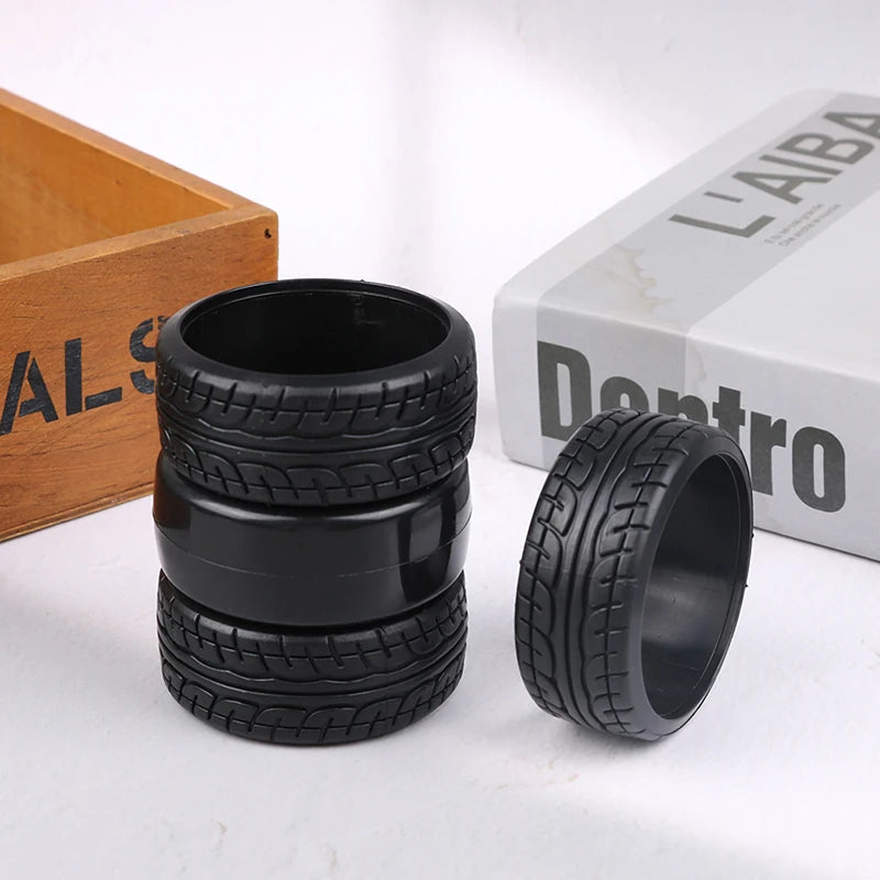 4PCS 1:10 RC Drift Car Tyres - Hard Pattern Plastic On-Road Tires for Mini Racing Cars