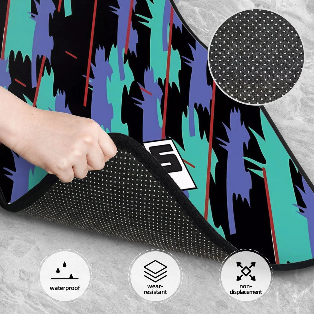 Fashion HKS Retro Pattern Car Floor Mats Durable Car Carpet Mat Set of 4pcs with Anti-Slip Backing Fit for SUV Trucks