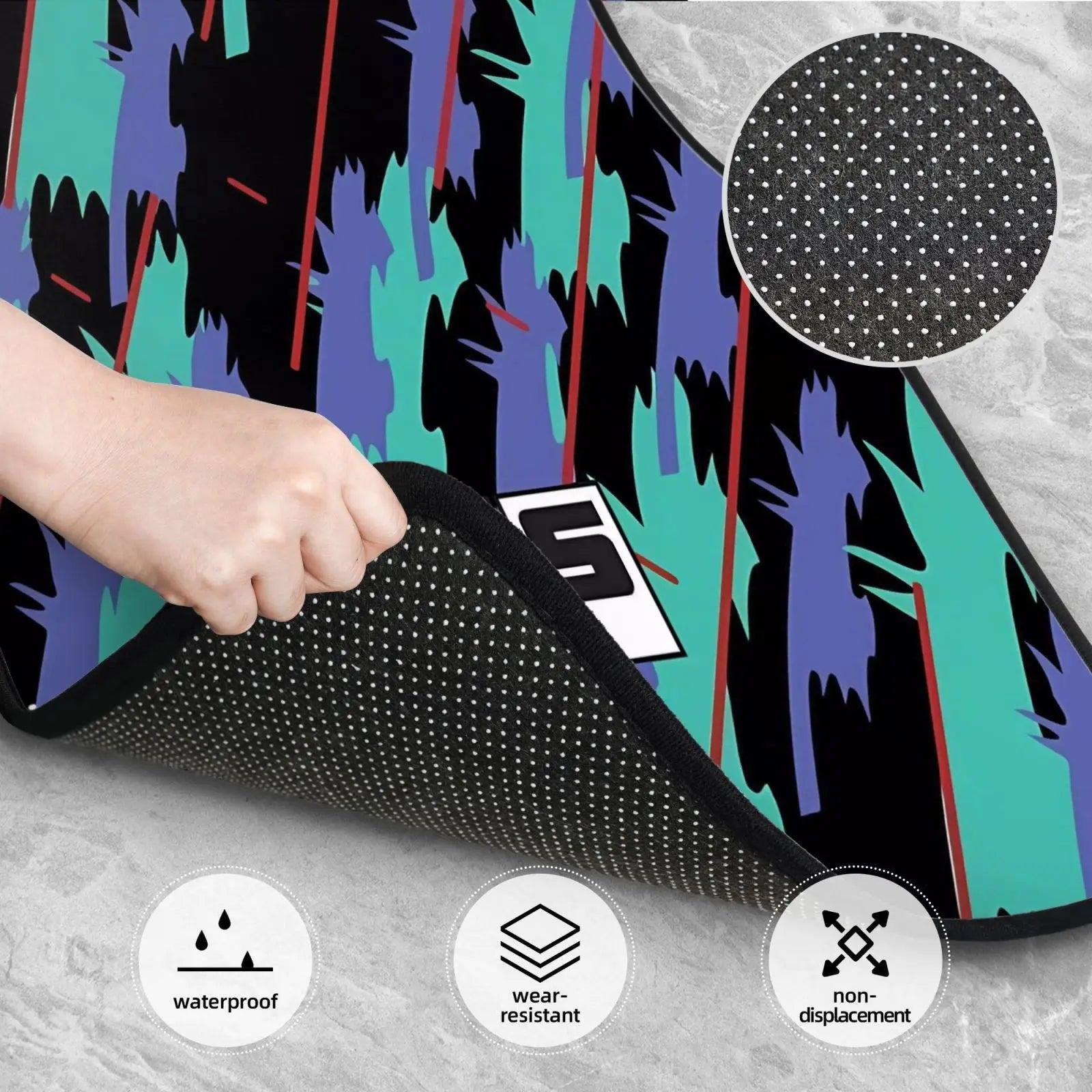 Fashion HKS Retro Pattern Car Floor Mats Durable Car Carpet Mat Set of 4pcs with Anti-Slip Backing Fit for SUV Trucks
