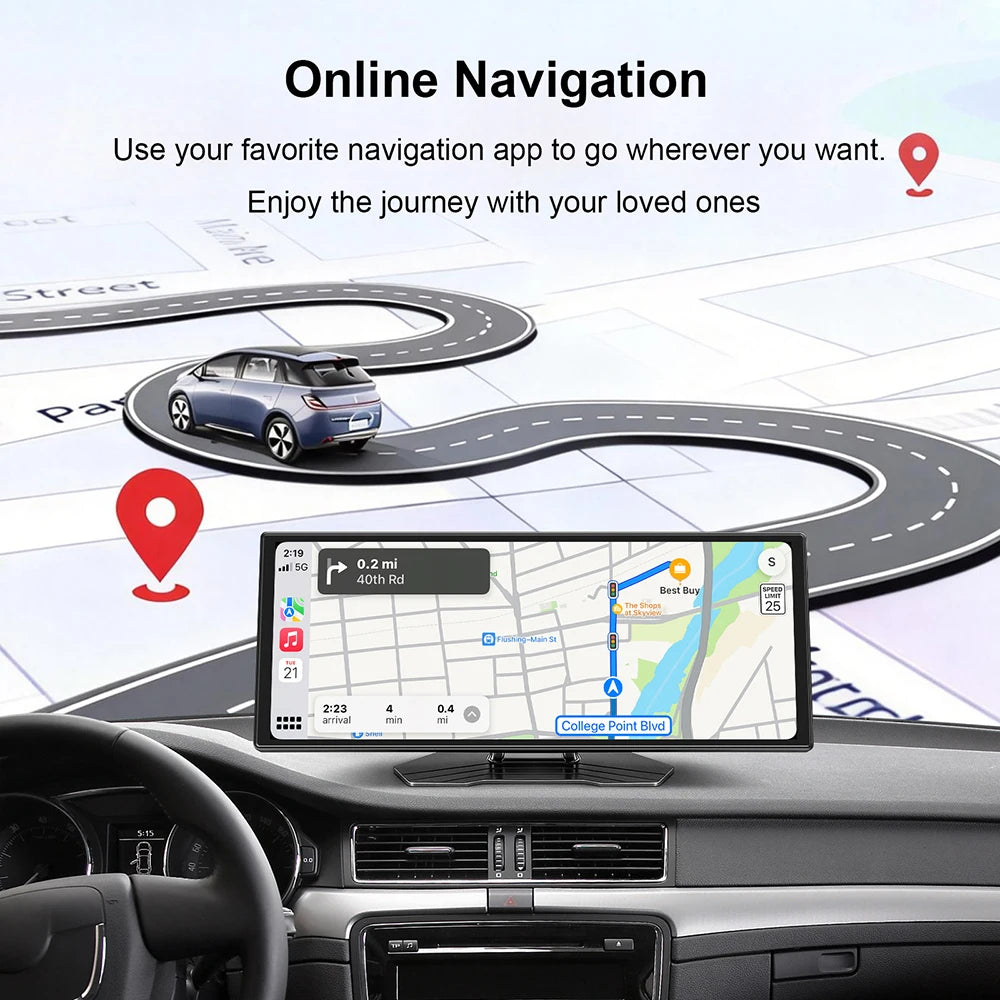 11.6 inch Dash Cam Car DVR Wireless Carplay & Android Auto GPS Navigation Video Recorder Dashboard  Wifi FM AUX
