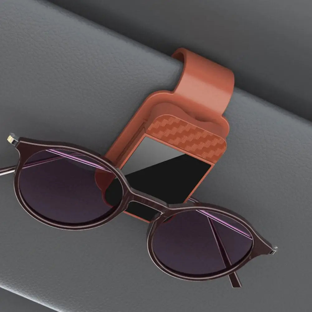 Car Sun Visor Glasses Holder Carbon Fiber Pattern Sunglasses Clip Ticket Card Mount Bracket Auto Interior Storage Accessories