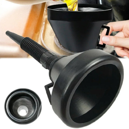 Flexible Refueling Long Funnel with Filter Mesh Car Motorcycle Removable Oil Fuel Filter Funnels Gasoline Oil Refueling Tools
