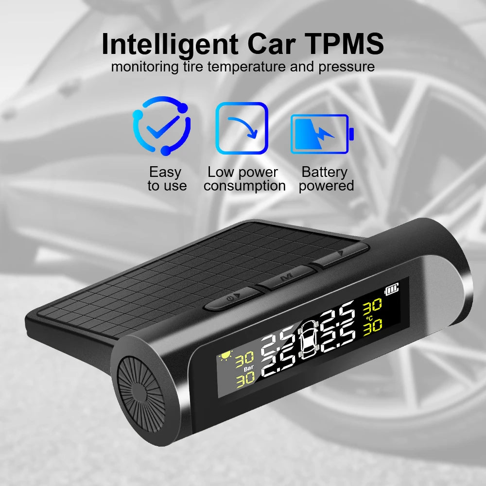 Digital LCD Display Auto Security Alarm Systems Tyre Pressure Monitoring System with 4 External Sensors Car TPMS Universal