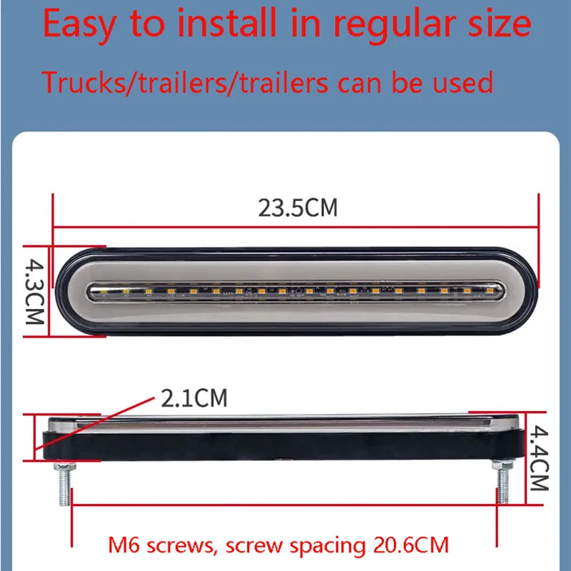 Car Rear Tail Light 12V 54LED Running Light Flowing 10W Turn Signal Warning Light Trailer Truck Light Car Taillights Lorry Van