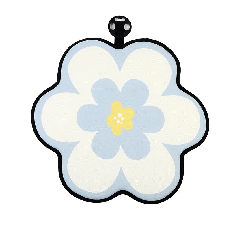 Fashion Blue Flower Car Seat Cover Summer Breathable Cool Seat Mat Cushion Pillow Car Interior Women Four Seasons Universal Pad