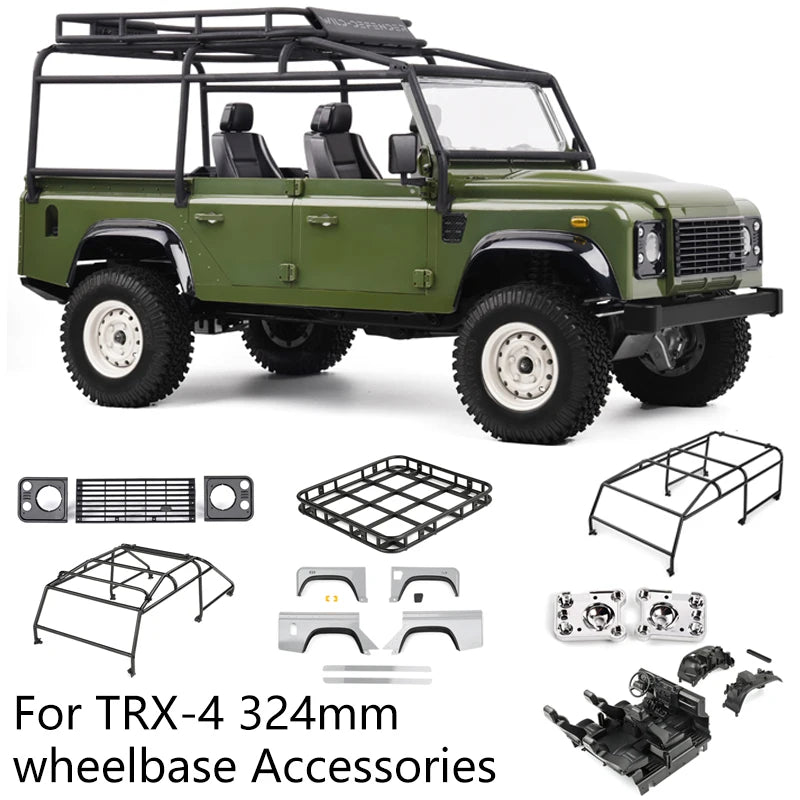 Kit de carrocería para camioneta pickup con distancia entre ejes de 324 mm, accesorios para coche RC Crawler 1/10 Traxxas TRX4 Defender AXIAL SCX10 RC4WD D90 D110.