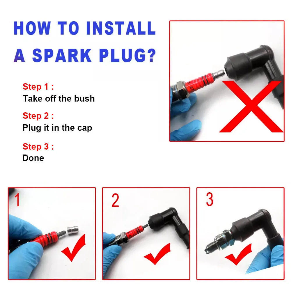 Spark Plug Red A7TC GY6 4 Stroke 50cc 80cc 100cc 125cc 150cc Moped Scooter ATV