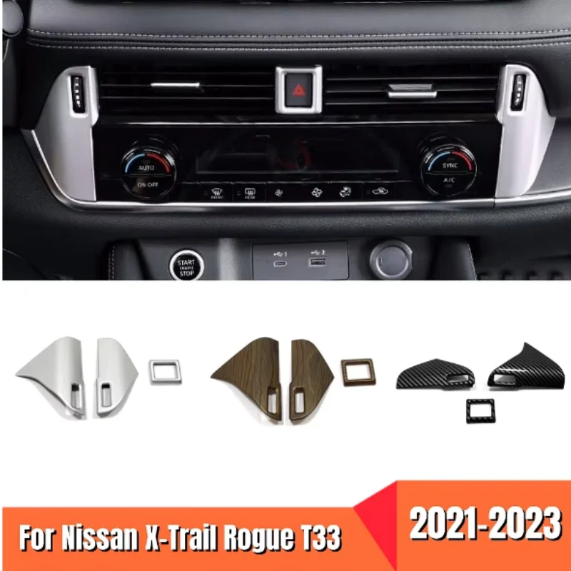 For Nissan X-Trail T33 Rogue 2021 2022 2023 ABS Interior Accessories Center Air Conditioning AC Outlet Vent Frame Trims